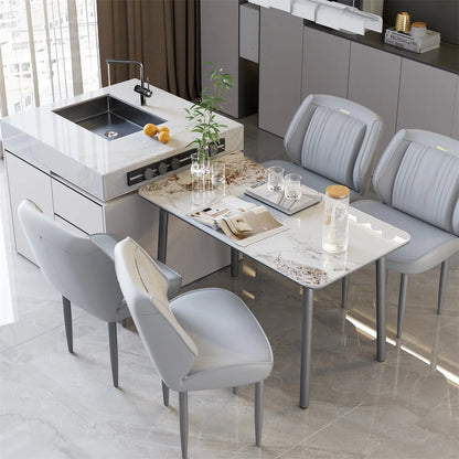 Eetkamerstoelen – Stoelen – Dining Stoelen – Armloze Stoelen – Microfiber PU-leer – Massief Hout – Draagvermogen 150 Kg - Donkergrijs