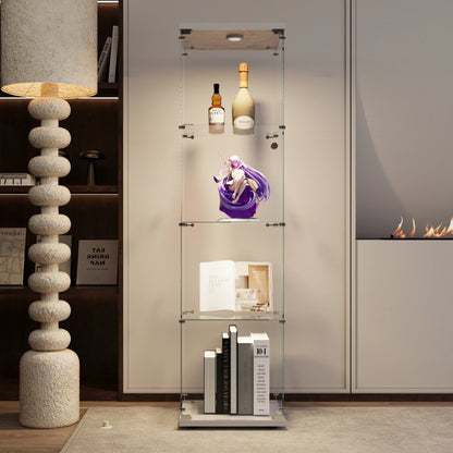 Vitrinekast – Glazen kast – Opbergkast – Vitrine – Showkast – Gehard glas en MDF – LED-verlichting en slot