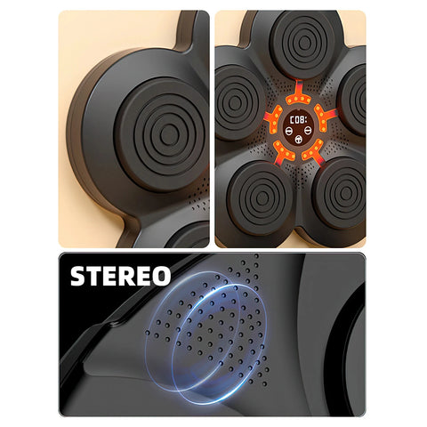 Music Boxing Machine - Music Boxing Machine voor de Muur - Interactieve Muur Boks Trainer met Bluetooth - Met 1 Paar Kinderhandschoenen - Zwart