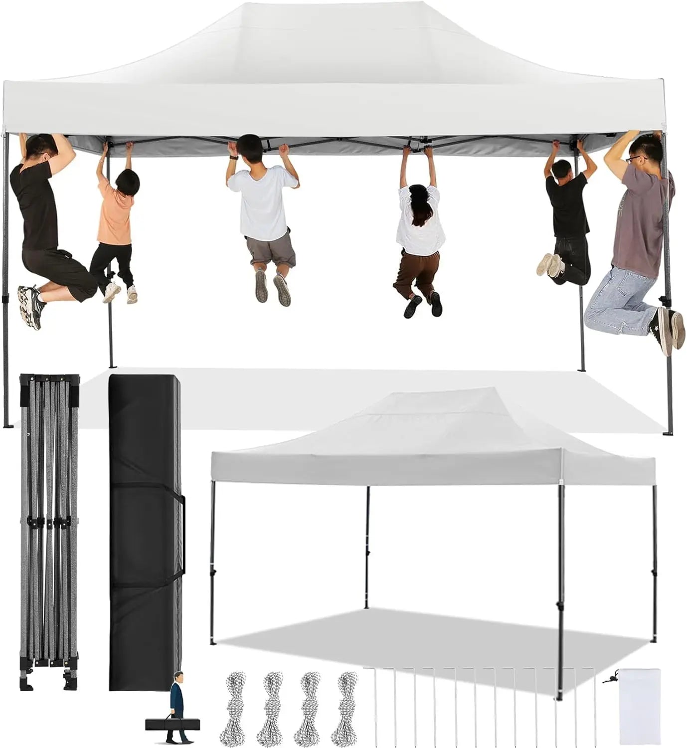 Vouwpaviljoen – Partytent – Vouwtent – Schaduwdoek – Tuinkamer – 3 X 4,5 Meter – Waterdicht 420D Oxford - Wit