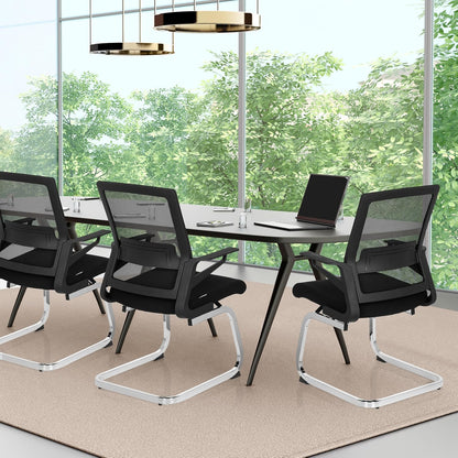 hjh OFFICE 732060 bezoekersstoel Inventor V stof/netrug zwarte stoel cantilever met lendensteun