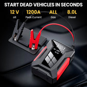 Jumpstarter - Jumpstarter voor Auto - 28000mAh - Auto Startapparaat - Jumpstarter met Powerbank & 150PSI Bandenvuller - Multifunctionele Jumpstarter - Zwart
