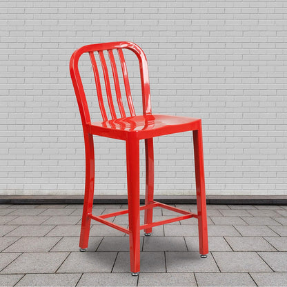 Flash Furniture Buitenstoel, Gegalvaniseerd Staal, Rood, 48.26 x 40.01 x 92.08 cm