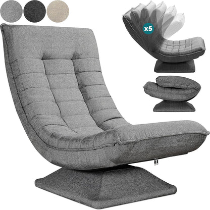 CASARIA® Armchair Adjustable 360° Rotatable Foldable Max 150kg 58x57x84cm Fabric Living Room Gaming Sofa Chair Chair Grey