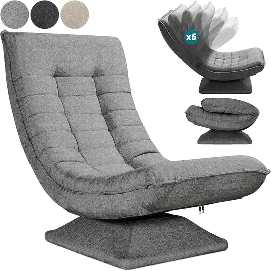 CASARIA® Armchair Adjustable 360° Rotatable Foldable Max 150kg 58x57x84cm Fabric Living Room Gaming Sofa Chair Chair Grey
