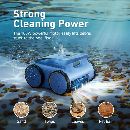 Robotstofzuiger Zwembad – Zwembadreiniger – Draadloze Pool Cleaner – Automatische Zwembadrobot – 45.000 Pa Zuigkracht – 150 Min Batterijduur - QUORE