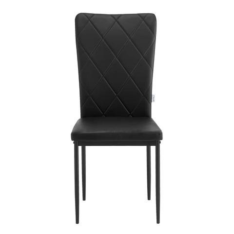 Chair - Dining Room Chairs - Set of 4 Leather Dining Room Chairs - Ergonomic - Metal Legs - High Backrest - Comfortable &amp; Stable - For Kitchen - Dining Room - 42x94.5x 59cm - Black Leather