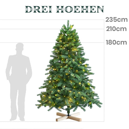Kunstkerstboom – Kunstboom – Kerstboom – Winterboom – Feestboom – 180/210/235 cm – Met 250/350/450 LED Lampjes – Realistisch PVC+PE Metalen Standaard
