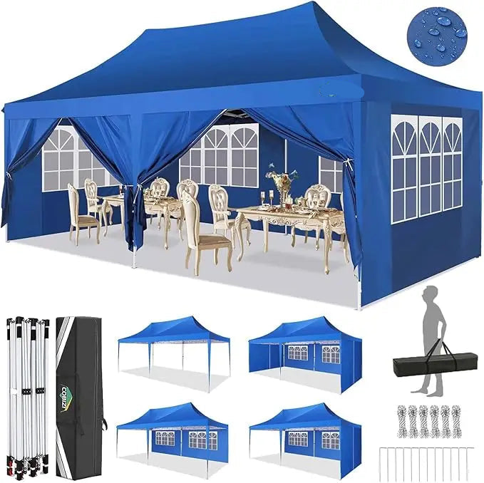 Partytent – Inklapbare Tent – Buitentent – Feesttent – Bruilofttent – Waterdicht Oxford Materiaal – Stevig Stalen Frame - Blauw