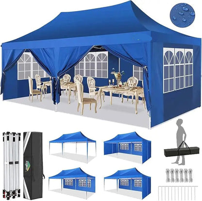 Partytent – Inklapbare Tent – Buitentent – Feesttent – Bruilofttent – Waterdicht Oxford Materiaal – Stevig Stalen Frame - Blauw