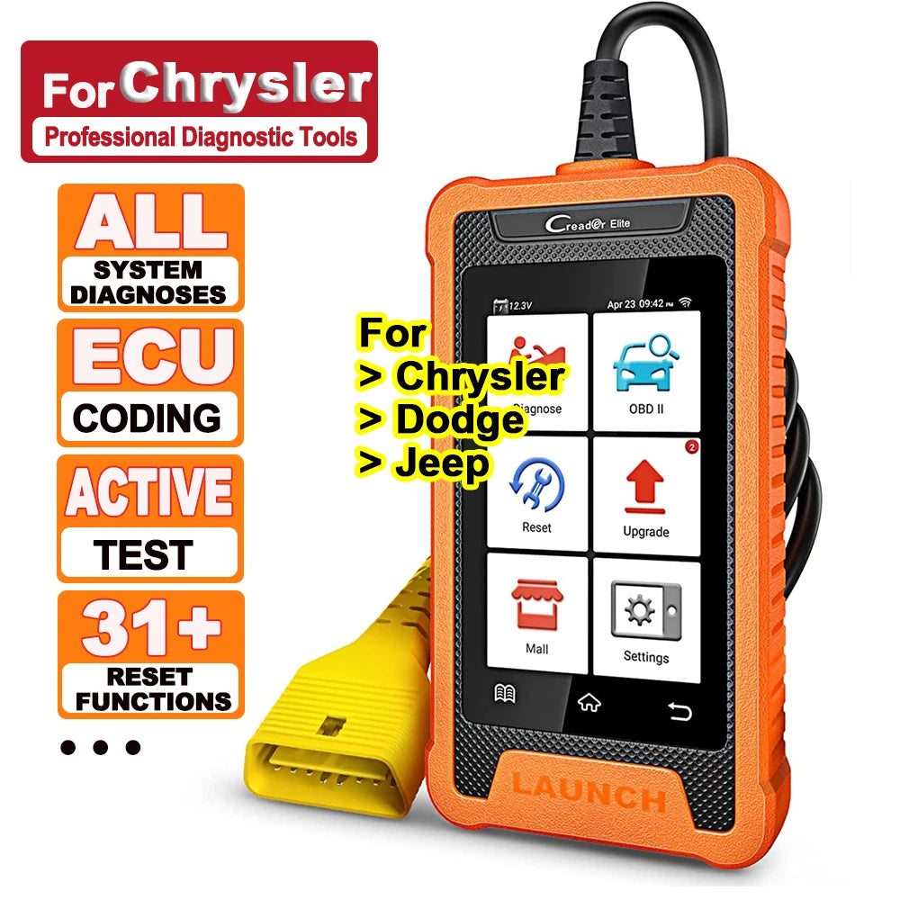 OBD Scanner - OBD2 - Auto Scanner - Auto uitlezen - Diagnose Apparatuur voor Auto's - Autoscanner - Autodiagnosetool - Actieve Test - Slimme Diagnose - 30+ Resetservices - ECU-Codering - OE-Niveau Diagnose - voor Chrysler