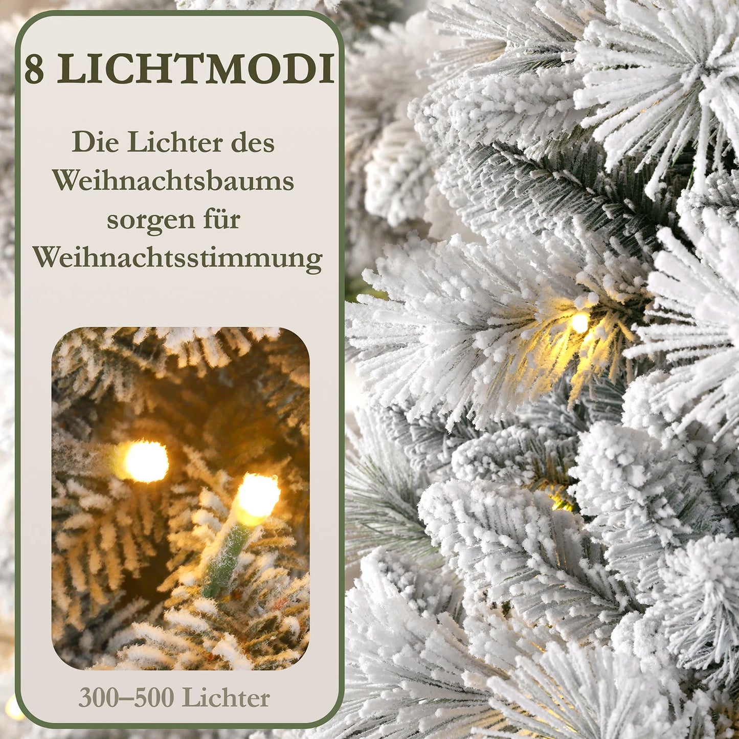 Witte Kunstkerstboom – Kunstkerstboom Met Sneeuweffect – LED Kerstboom – Feestelijke Boom – Decoratieve Kerstboom – 210 cm Met 350 Warmwitte LED’s – Stevige Metalen Voet - QUORE