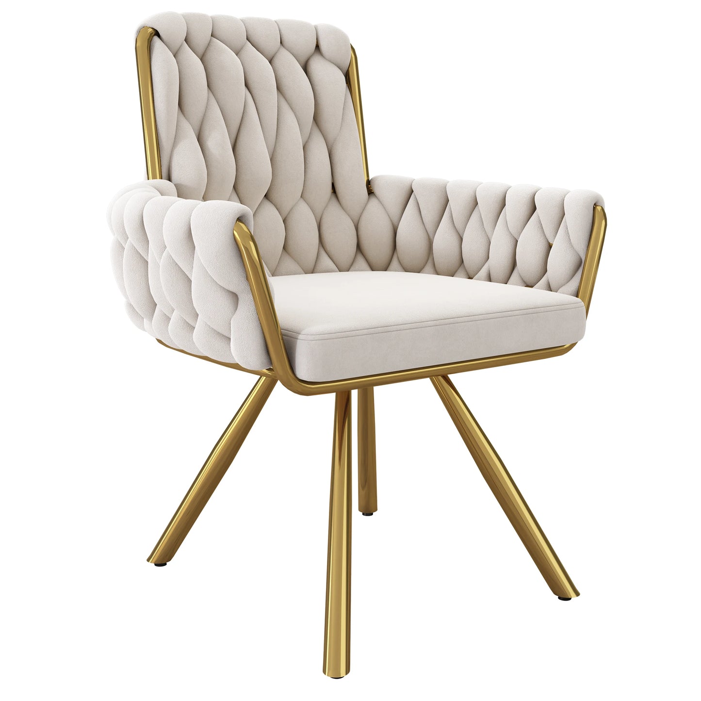 Eetkamerstoel – Draaistoel – Stoel Met Armleuningen – Velvet Stoel – 360° Draaibaar – Metalen Frame