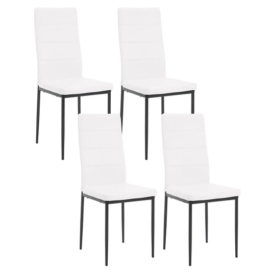 Stoel -Eetkamerstoelen - Eetkamerstoelen set van 4 - Moderne eetkamerstoel met hoge rugleuning - Fluwelen stoel - 150kg - Leer wit