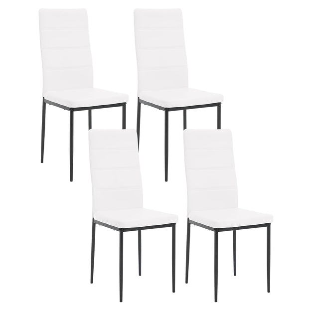 Chair - Dining room chairs - Dining room chairs set of 4 - Modern dining room chair with high backrest - Velvet chair - 150kg - White leather 