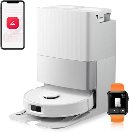 Robotstofzuiger – Robotstofzuiger met dweil – Automatische stofzuiger – Slimme schoonmaakrobot – Draadloze vloerreiniger – 12.000 Pa Zuigkracht – 4L Waterreservoir