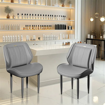 Eetkamerstoelen – Stoelen – Side Chairs – Armstoelen – Dining Chairs – Donkergrijs – PU-Leder Bekleding – Stevig Eucalyptus Houten Frame – Set van 2