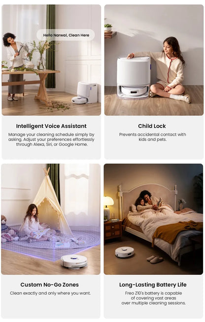 Robotstofzuiger – Robotstofzuiger met dweilfunctie – Slimme stofzuiger – Automatische dweilrobot – Zelfreinigende robot – Krachtige zuigkracht 15.000 Pa – Autonoom wassen en drogen