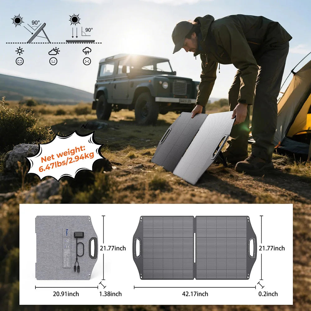 100W Zonnepaneel – Solar Panel – Mobiele Oplader – Powerbank Charger – Outdoor Zonne-energie – Dubbele USB Poorten – Waterdicht IP68