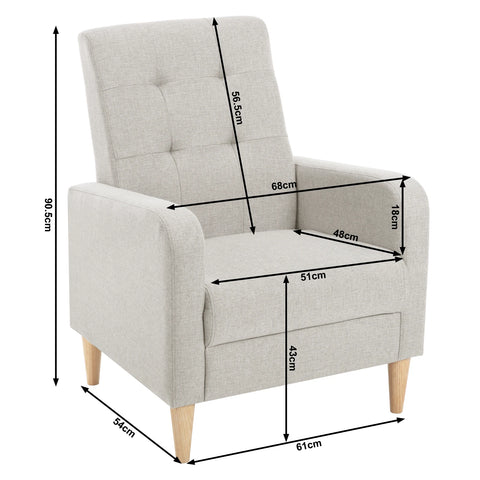 Chair - Armchair - Lounge Chair - Living Room Armchair - Padded Seat - Armrests - High Back.
