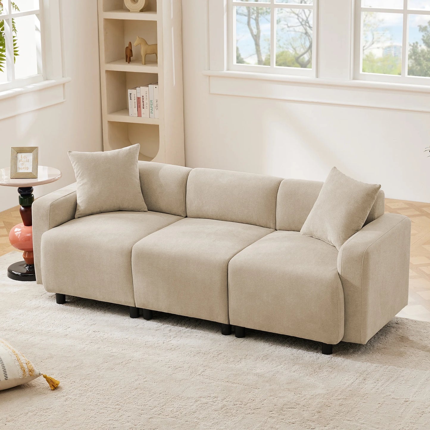 3-Zits Slaapbank – Slaapbank Driezits – Slaapbank Met Bedfunctie – Bankbed – Slaapbank Chenille – Ruime Zitbreedte 57 cm – Stevige Verhoogde Rugleuning