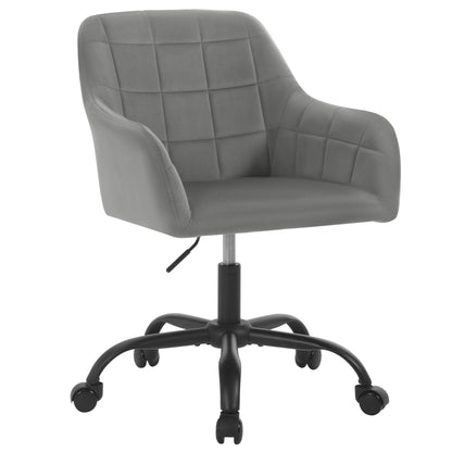 Bureaustoel – Bureaustoelen – Bureaustoel Draaibaar – Ergonomische Bureaustoel – Verstelbare Hoogte – Fluweel – Metalen Vijfsterbasis - Donkergrijs