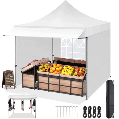 Partytent – Pop-Up Tent – Tuinkamer – Overkapping – 3X3 Meter – Waterafstotend Oxford Polyester – Verstelbare Hoogte - Grijs