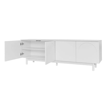Tv-Meubel – TV Kast – Tv Meubel Modern – Woonkamermeubel – Zonder Handgrepen – Verstelbare Planken – Houten Potten - 175 x 38 x 56 cm - Wit