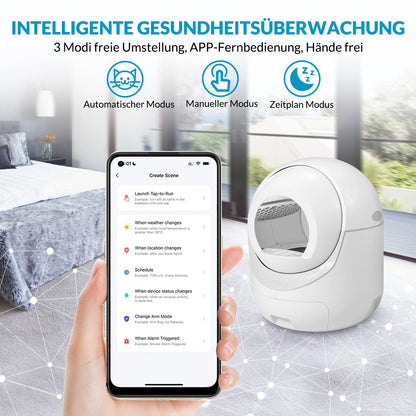 Automatische Zelfreinigende Kattenbak – Slimme Kattenbak – Zelfreinigende Bak – Kattenbak Met Sensor – Geurfiltersysteem – 10L Afvalcontainer – Fluisterstil Design - L - Wit