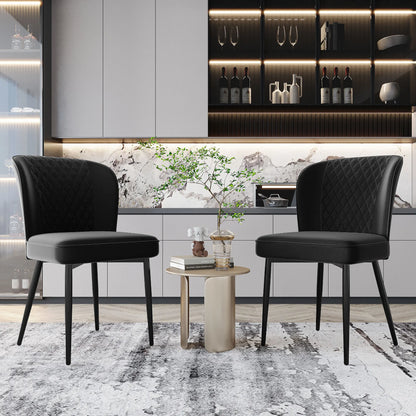 Eetkamerstoel – Set van 2 - Stoel Voor Eetkamer – Bureaustoel – Extra Zitplaats – Metalen Frame – Fluwelen Bekleding – Hoge Dichtheid Schuim - Zwart