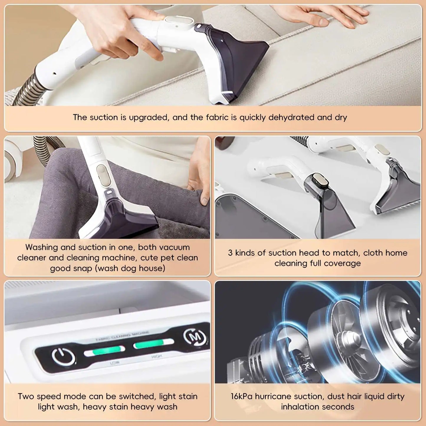 Stofzuiger – Handstofzuiger – Tapijtreiniger – Sofa Reiniger – Handheld Reiniger – 16.000 Pa Zuigkracht – 800W Krachtige Motor - QUORE
