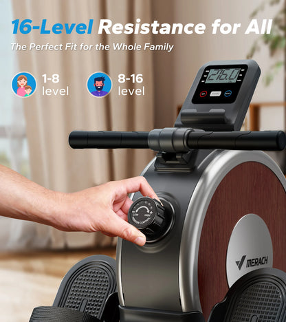 Roeitrainer – Roeimachine – Roeiapparaat – Fitnessapparaat – Hometrainer – Magnetische Weerstand 16 Niveaus – Dubbele Glijrails Met Maximaal 159 kg Capaciteit