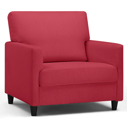 Relaxstoel – Fauteuil – Lounge Stoel – Zitstoel – Zacht Linnenhoes – Dikke Foam Vulling – Ergonomisch Design - 82 x 78 x 93 cm - Rood - QUORE
