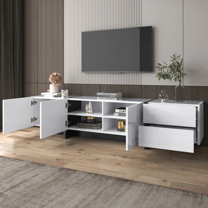 TV-Meubel – Tv-Meubel Met Opbergruimte – Tv-Kast – Woonkamermeubel – Hoogglans Wit – 190 Cm Breed – Max 50 Kg Draagkracht - 190 x 35 x 45cm - Wit