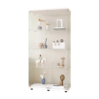 Glazen Vitrinekast – Displaykast – Collectiekast – Vitrine – Opbergkast – Wit – 4 Planken – Met Slot