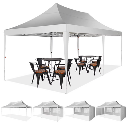 Paviljoen - Tuinpaviljoen - Partytent - Tuintent - Pop-up Kliksysteem - Stabiel - Vouwtent - met 6 Zijwanden - Opvouwbaar - Waterdicht - Winterbestendig - 50+UV-Bescherming - voor Tuin - Buiten - Achtertuin - 3 x 6 m - Wit