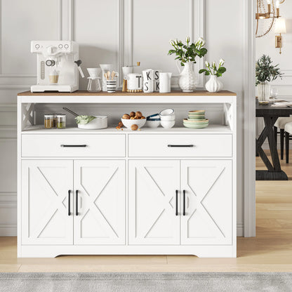 Keukenkast – Dressoir – Buffetkast – Opbergkast – Highboard – Vrijstaand – Robuust MDF Met Massief Hout – Scandinavisch Design - QUORE