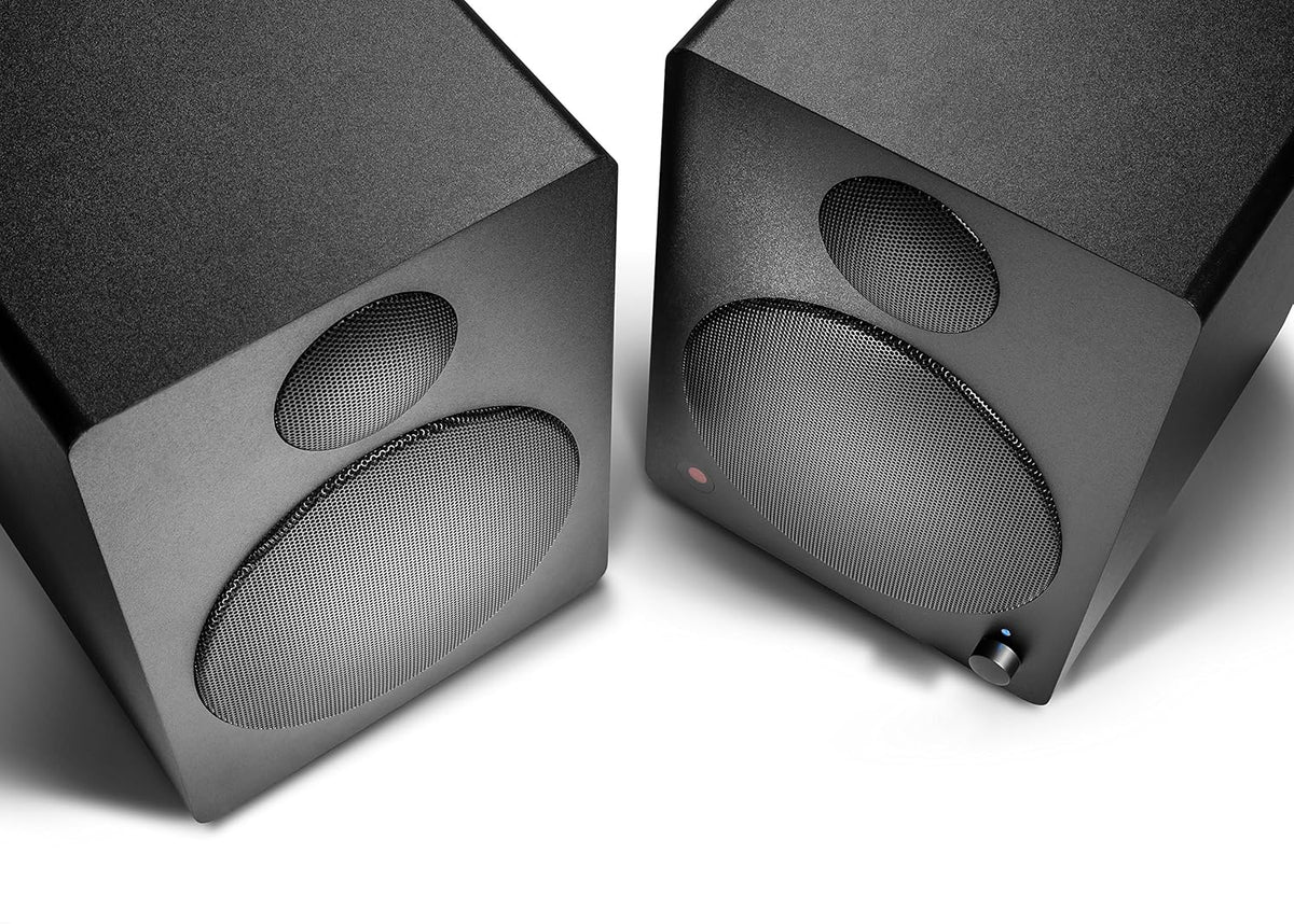 wavemaster CUBE NEO black - rek-luidsprekersysteem (50 Watt) met Bluetooth-streaming, digitale aansluiting en IR-afstandsbediening, actieve boxen, gebruik voor TV/Tablet/Smartphone, zwart (66380)