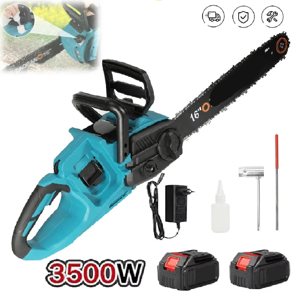 Kettingzaag - Snoeizaag - Takkenzaag - Handzaag - Draadloze -  16 Inch - 3500W - 18V - Brushless - Boom- en Houtzagen - Tuin - 2 Accu