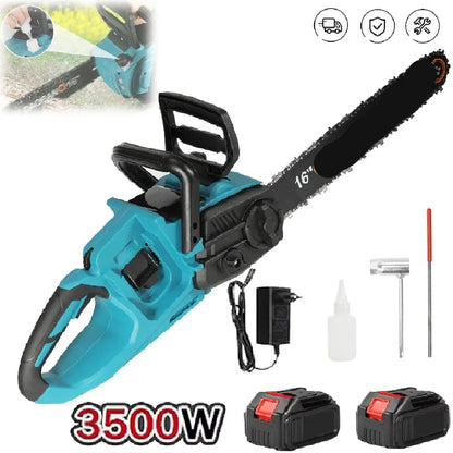 Kettingzaag - Snoeizaag - Takkenzaag - Handzaag - Draadloze -  16 Inch - 3500W - 18V - Brushless - Boom- en Houtzagen - Tuin - 2 Accu - QUORE