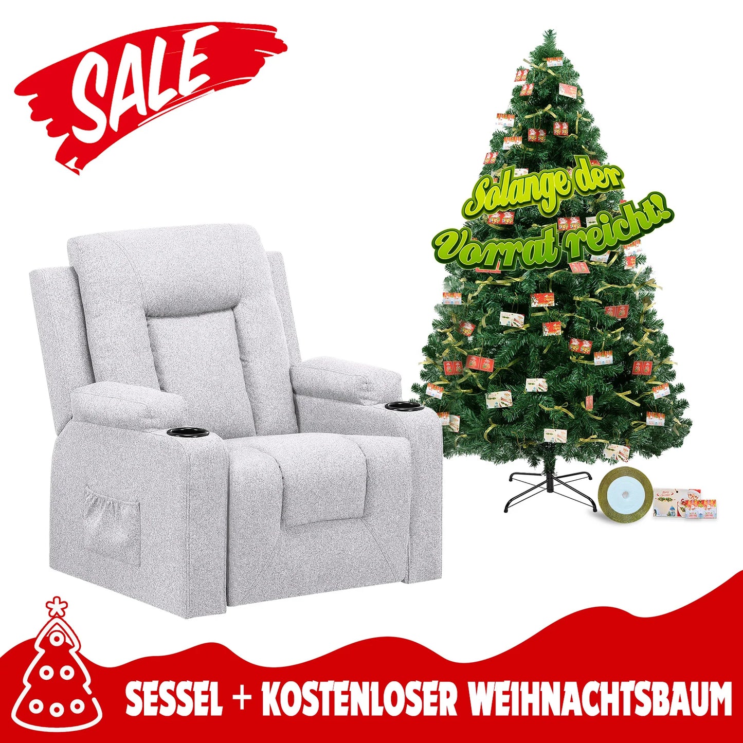 Relaxfauteuil – Relaxstoel – Fauteuil – Elektrische Stoel – Sta-op Stoel – Verstelbaar Met Luchtkussensysteem – Kunstkerstboom Met Stabiele Metalen Stand