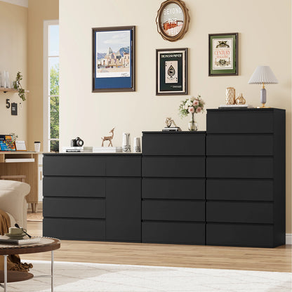 Getone Chest of Drawers Bedroom, Tall Chest of Drawers with 6 Drawers, Bedroom Furniture Storage Cupboard Cabinet  Bedroom Dresser, for Living Room Hallway  60x40x119cm, White/Black