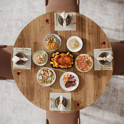 Tribesigns Round Dining Table for 4-6 People, 119.5cm Kitchen Table, Dining Table with Solid Metal Legs, Round Dining Table for Dining Room, Kitchen