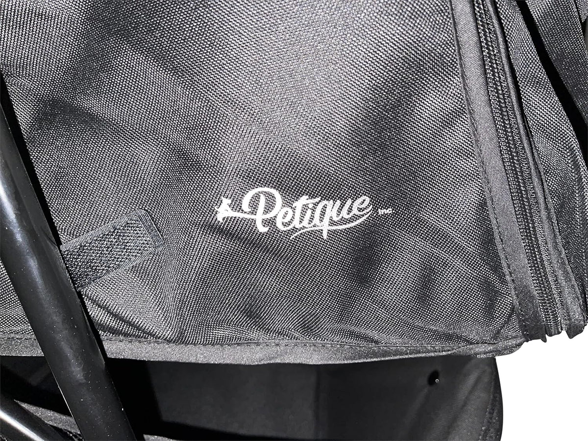PETIQUE Chinook Zwart | Luxe hondenwandelwagen | Vouwen met één hand | 12" Eva-banden voor en achter voor extra comfort | Reflecterende binding | Houdt huisdier tot 23 kg | Dierendrager