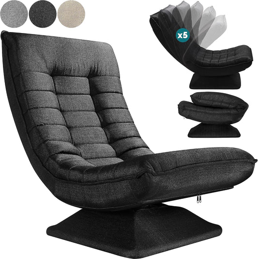 CASARIA Armchair Adjustable 360° Rotatable Foldable Max 150kg 58x57x84cm Fabric Living Room Gaming Sofa Chair Chair Black - QUORE