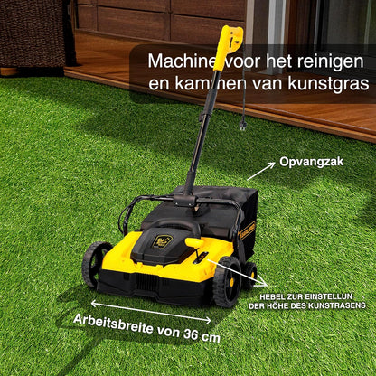 Garland Roll&Comb 402E-V24 Kunstgrasveer, 1500 W, breedte 36 cm, zak van 35 liter, draaibaar stuur, elektrisch insteekbaar, ideaal voor grote tuinen