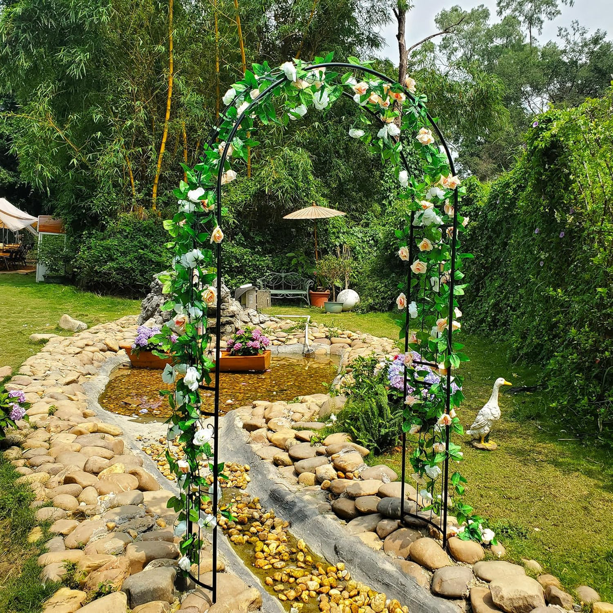 GARDEN Tuinboog, bruiloftsboog, voor binnen en buiten, voor gazon en tuin, voor verschillende klimplanten, tuindecoratie 220 cm x 115 cm x 36 cm