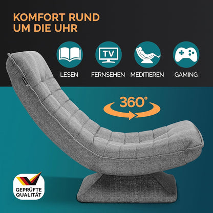 CASARIA® Armchair Adjustable 360° Rotatable Foldable Max 150kg 58x57x84cm Fabric Living Room Gaming Sofa Chair Chair Grey