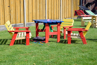 dobar Kinderzitset met kindertafel, kinderzitbank en tweemaal kinderstoel, meerkleurig
