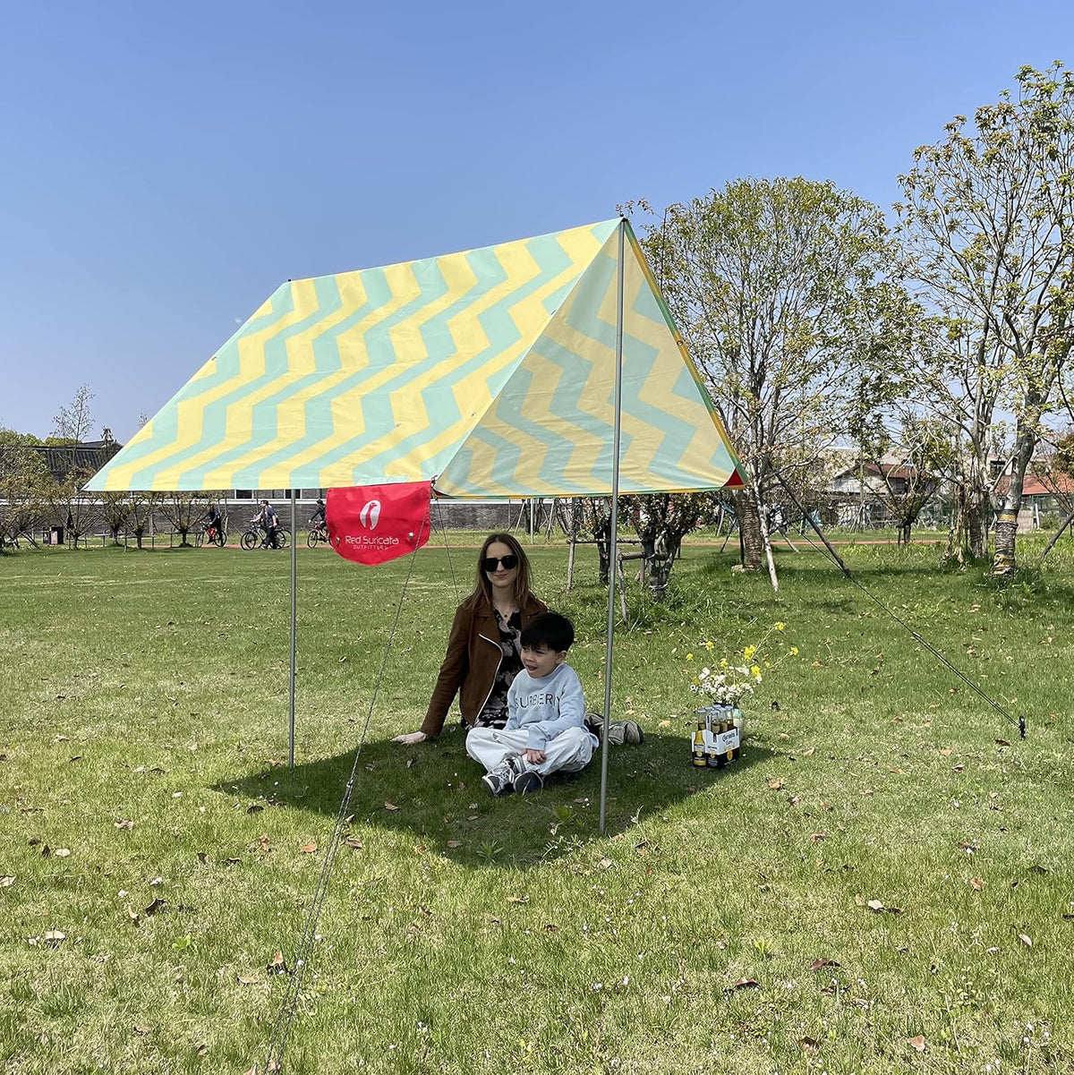 Teepee de Red Suricata strandtent voor 1 tot 2 personen, uv-bescherming UPF50, strandtent met 2 palen van aluminium en dwarsstang, 4 robuuste ankerschroeven